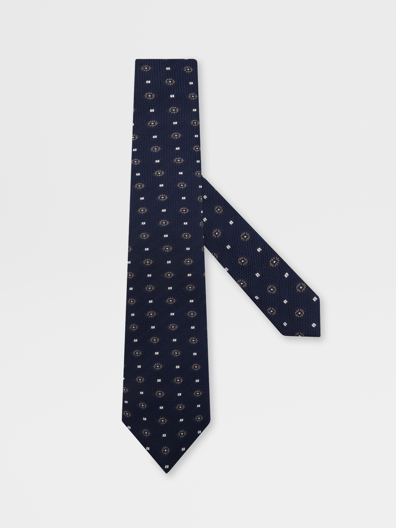 Corbata Estampada en Seda Granadina Azul Oscuro
